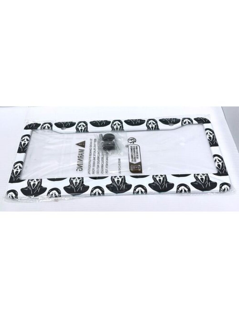 Scream Ghost Face Themed License Plate Frame with Screws NEW 1pc